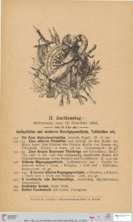 II. Auctionstag: Mittwoch, den 11. October 1898 (Nr. 231 - 482)