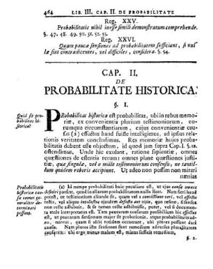 Cap. II. De Probabilitate Historica