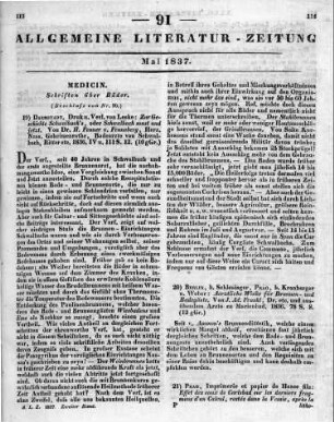 Fenner von Fenneberg, J.: Zur Geschichte Schwalbachs oder Schwalbach sonst und jetzt. Darmstadt: Leske 1836