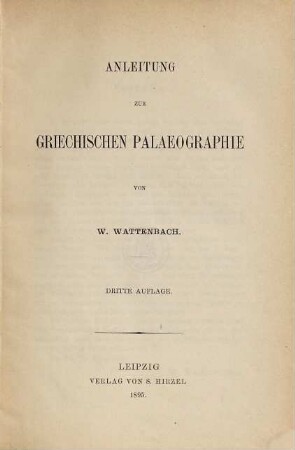 Anleitung zur griechischen Palaeographie