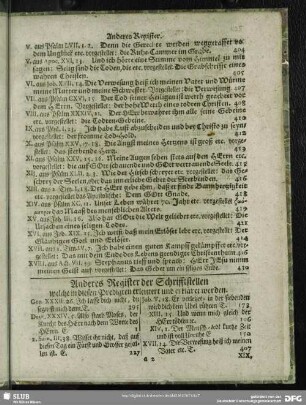 Anderes Register der Schrifftstellen welche in diesen Predigten erleutert und erkläret werden
