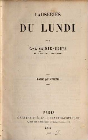 Causeries du lundi, 15