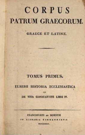 Eusebii Pamphili Ecclesiasticae historiae libri decem, [1]