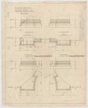Thiersch, Friedrich von; Wiesbaden; Kurhaus - Pilasterbasen im Großen Konzertsaal (Grundrisse, Ansichten)