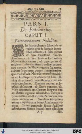Pars I. De Patriarchis.