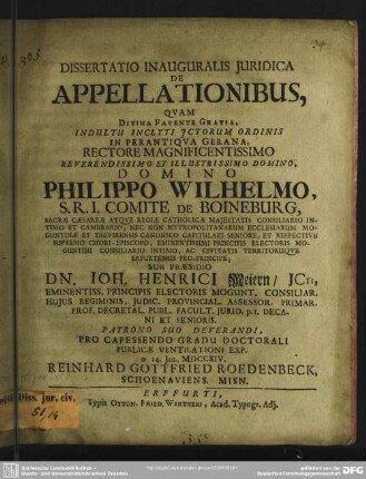 Dissertatio Inauguralis Iuridica De Appellationibus