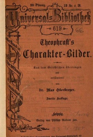 Theophrasts' Charakter-Bilder
