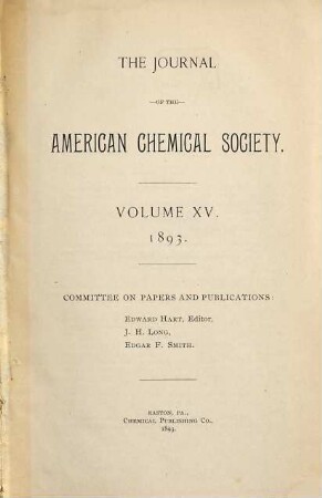 Journal of the American Chemical Society : JACS. 15. 1893