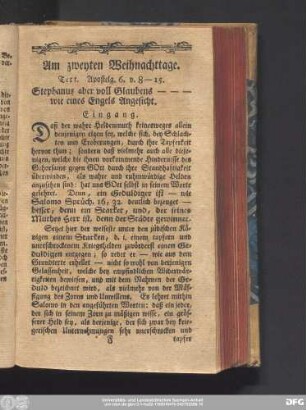 Am zweyten Weihnachtstage. Text. Apostelg. 6. v. 8 - 15.