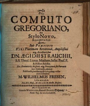 De computo Gregoriano, s. stylo novo diss.