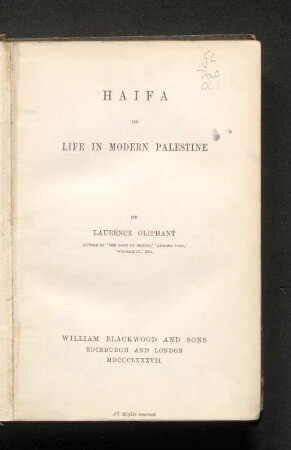Haifa : or life in modern Palestine