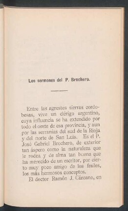 Los sermones de P. Brochero