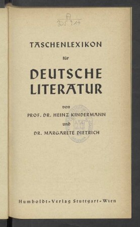 Taschenlexikon für deutsche Literatur