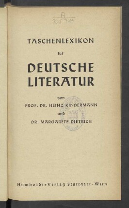 Taschenlexikon für deutsche Literatur