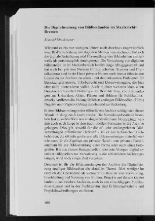 Die Digitalisierung von Bildbeständen im Staatsarchiv Bremen