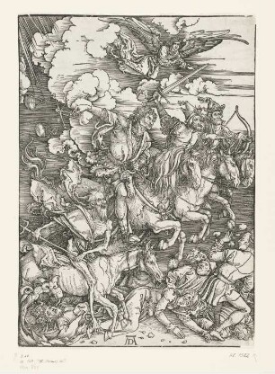 Apokalyptische Reiter, Blatt 3 aus: Albrecht Dürer, Apocalipsis cum figuris, Nürnberg 1498