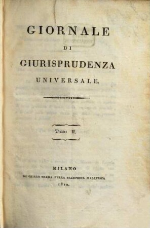 Giornale di giurisprudenza universale. 2. 1812