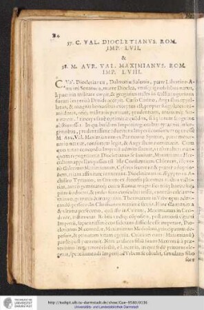 57. C. Val. Diocletianus Rom. Imp. LVII. & 58. M. Aur. Val. Maximianus. Rom. Imp. LVIII.