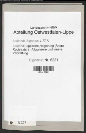 Zentralkommission zur Abwehrung der Cholera.- Tätigkeit.- Amt Schieder, Bd. 16