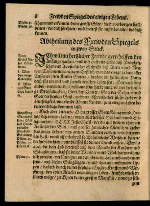 Abtheilung des FrewdenSpiegels in zwey Stück.