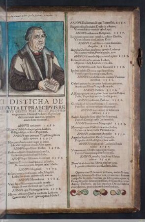 Disticha de vita et praecipuis rebus gestis viri Dei et prophetae Germaniae, Domini Doctoris Martini Lutheri : annorum numeros, quaedam etiam diem continentia