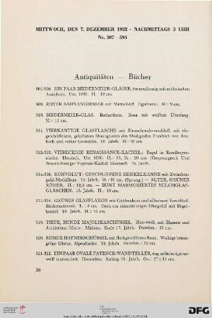 Antiquitäten (Nr. 307-479)