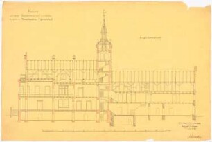 Herrenhaus, Gießmannsdorf Umbau und Erweiterung - 1. Projekt: Längsschnitt; Maßstabsleiste