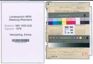 Entnazifizierung Emma Heinzerling , geb. 24.03.1899 (Brufsberaterin)