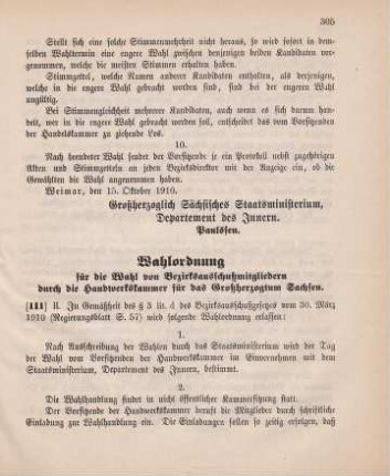 Nr. 111: Ministerialbekanntmachungen, betreffend die Wahlordnungen für die Wahl von Bezirksausschußmitgliedern durch die Handwerkskammer