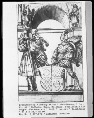 Scheibenriß mit Wappen Fleckenstein