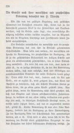 370-374 "Die Genesis nach ihrer moralischen udn prophetischen Bedeutung" von H. Thiersch
