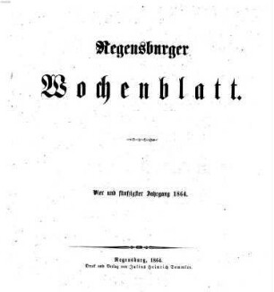 Regensburger Wochenblatt. 54. 1864