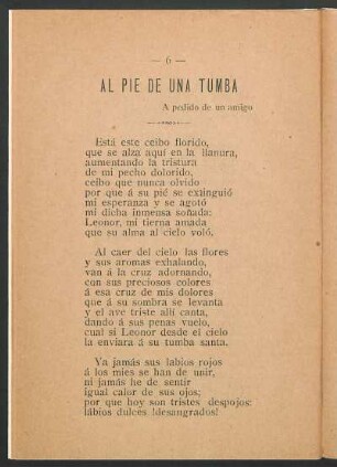 Al píe de una tumba : A perdido de un amigo