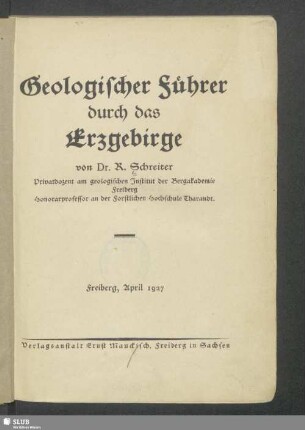Geologischer Führer durch das Erzgebirge