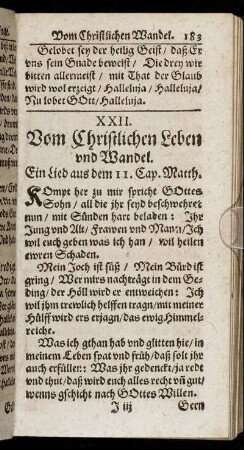 XXII. Vom Christlichen Leben und Wandel.