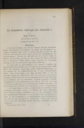 Die dynamische Allotropie des Schwefels I.