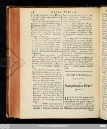 Thesis Sexagesima Octava, De Praeceptis cultus divini in genere.