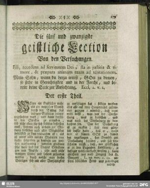 Die fünf und zwanzigste geistliche Lection Von den Versuchungen