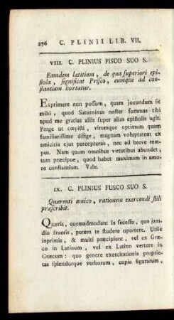 IX. C. Plinius Fusco Suo S.