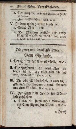 Die zwey und dreyßigste Lehre. Vom Ehestande.