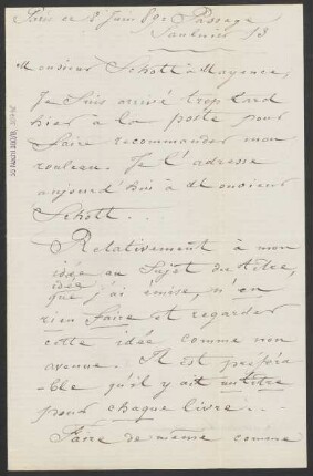 Brief an B. Schott's Söhne : 08.06.1889