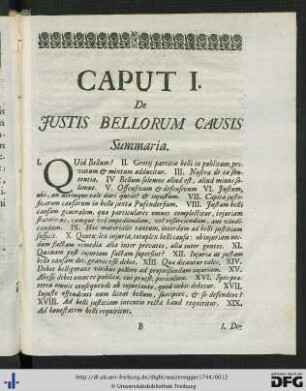 Caput I. De Justis Bellorum Causis.