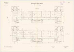 Pionierkaserne, Graudenz Mannschaftsunterkünfte (I und II): Grundriss Erdgeschoss, 1. Obergeschoss 1:100