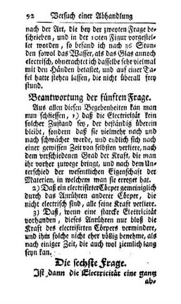 Die sechste Frage. - Die zehende Frage.