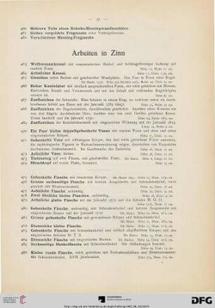 Arbeiten in Zinn (Nr. 463-543)