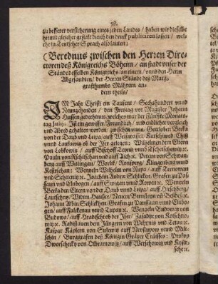 58-63, Berednus zwischen den Herren Directoren deß Königreichs Böheim
