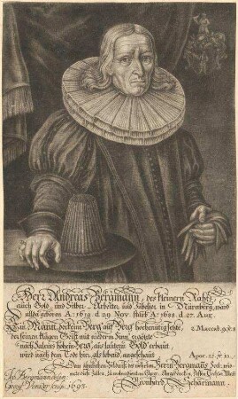 Andreas Bergmann; 29.11.1619 in Nürnberg; gest. 27.08.1688 in Nürnberg