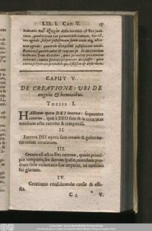 Caput V. De Creatione: Ubi De angelis & hominibus.