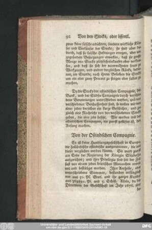 Von der Ostindischen Compagnie.