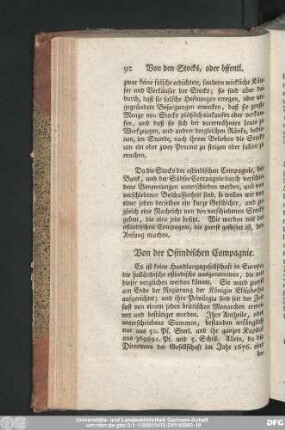 Von der Ostindischen Compagnie.